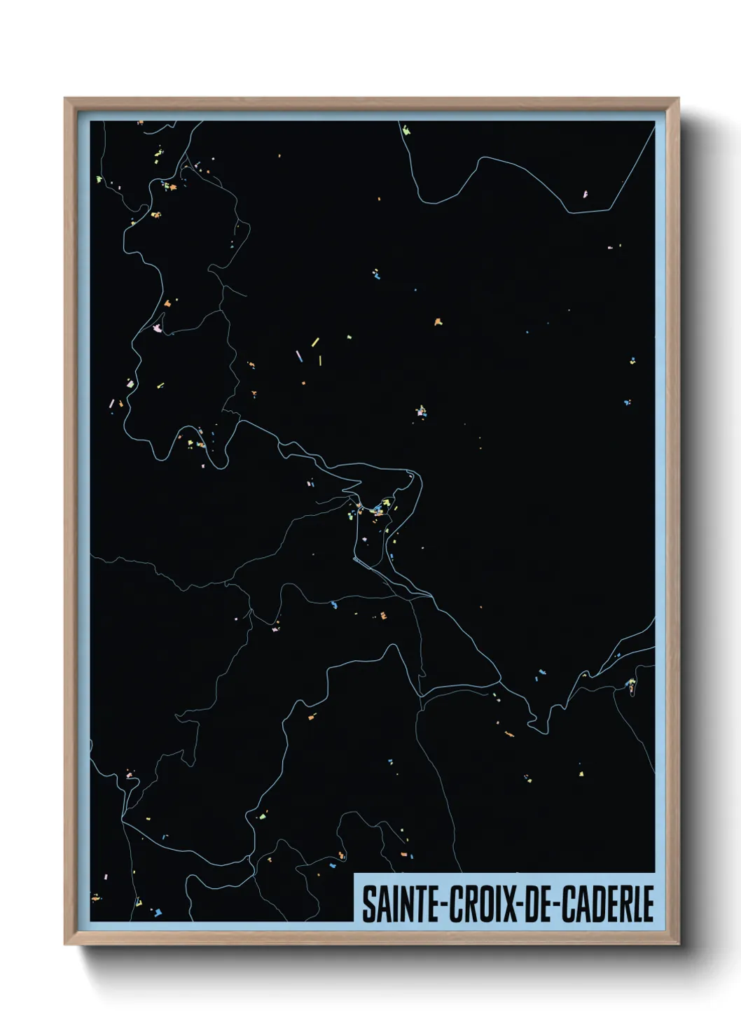 Une affiche de carte sur Sainte-Croix-de-Caderle