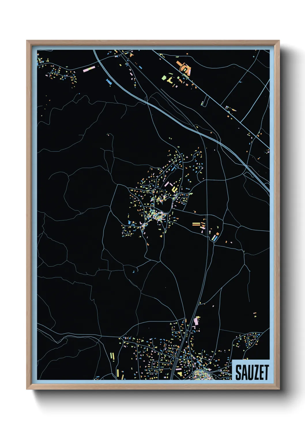 Une affiche de carte sur Sauzet