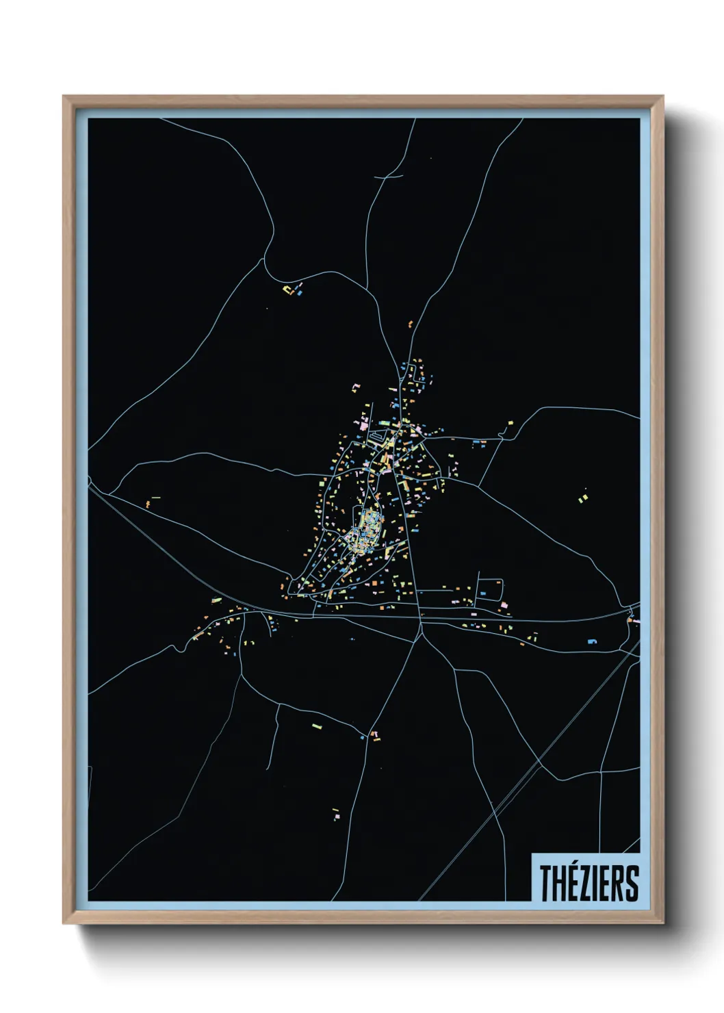 Une affiche de carte sur Théziers