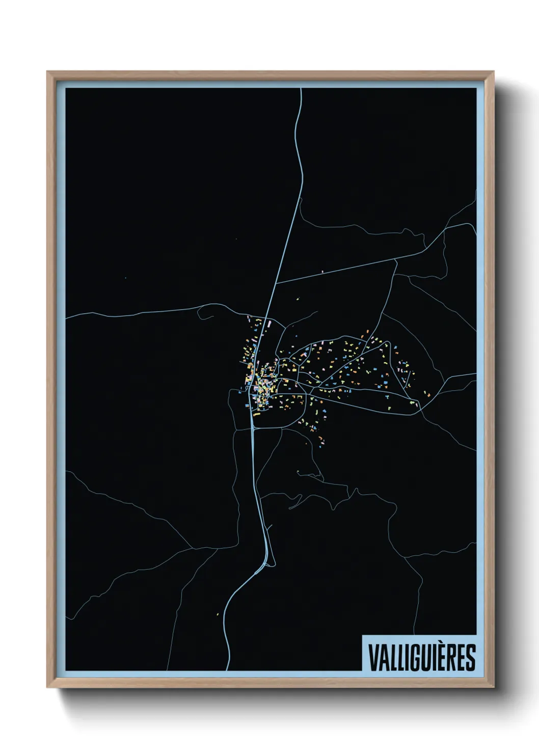 Une affiche de carte sur Valliguières