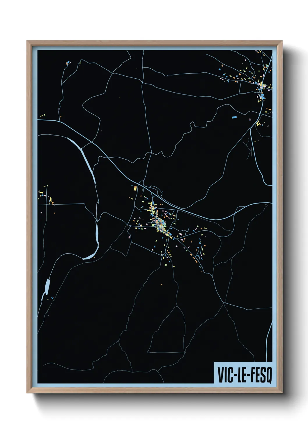 Une affiche de carte sur Vic-le-Fesq