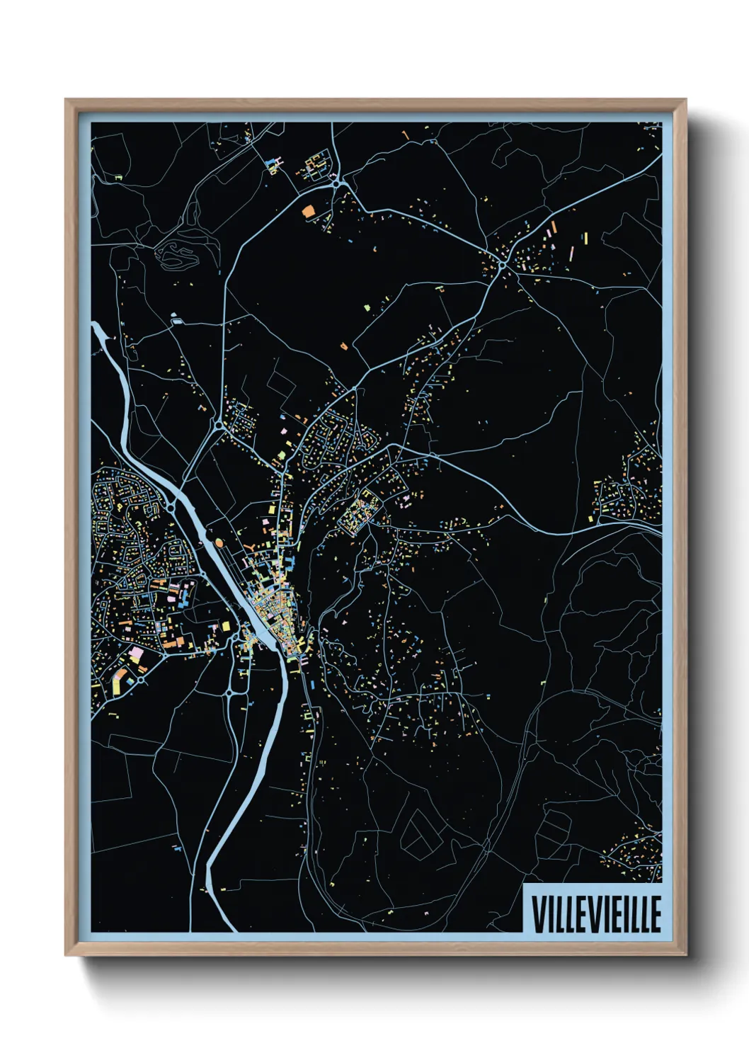 Une affiche de carte sur Villevieille