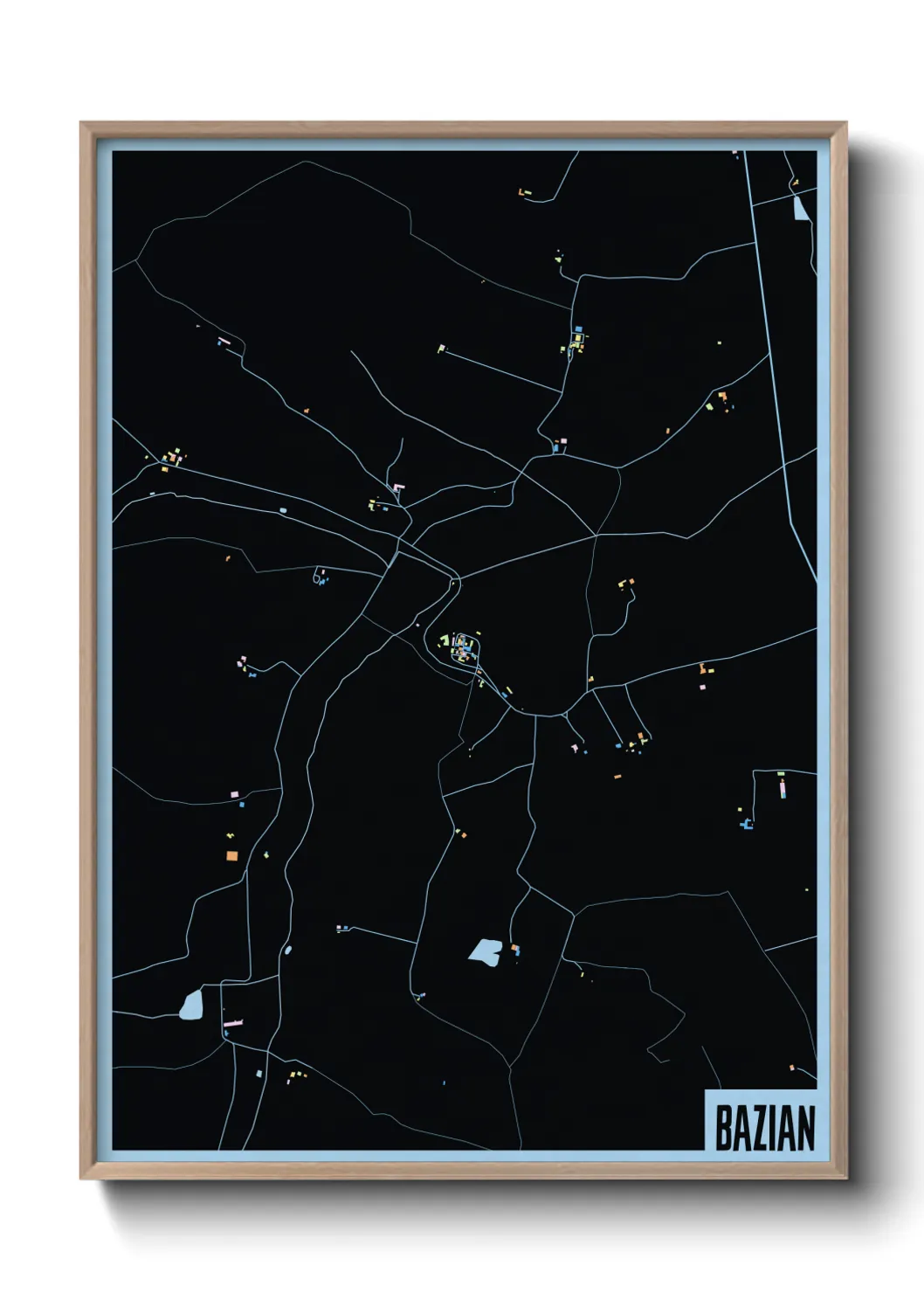Une affiche de carte sur Bazian