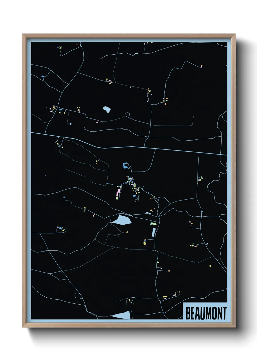 Une affiche de carte sur Beaumont