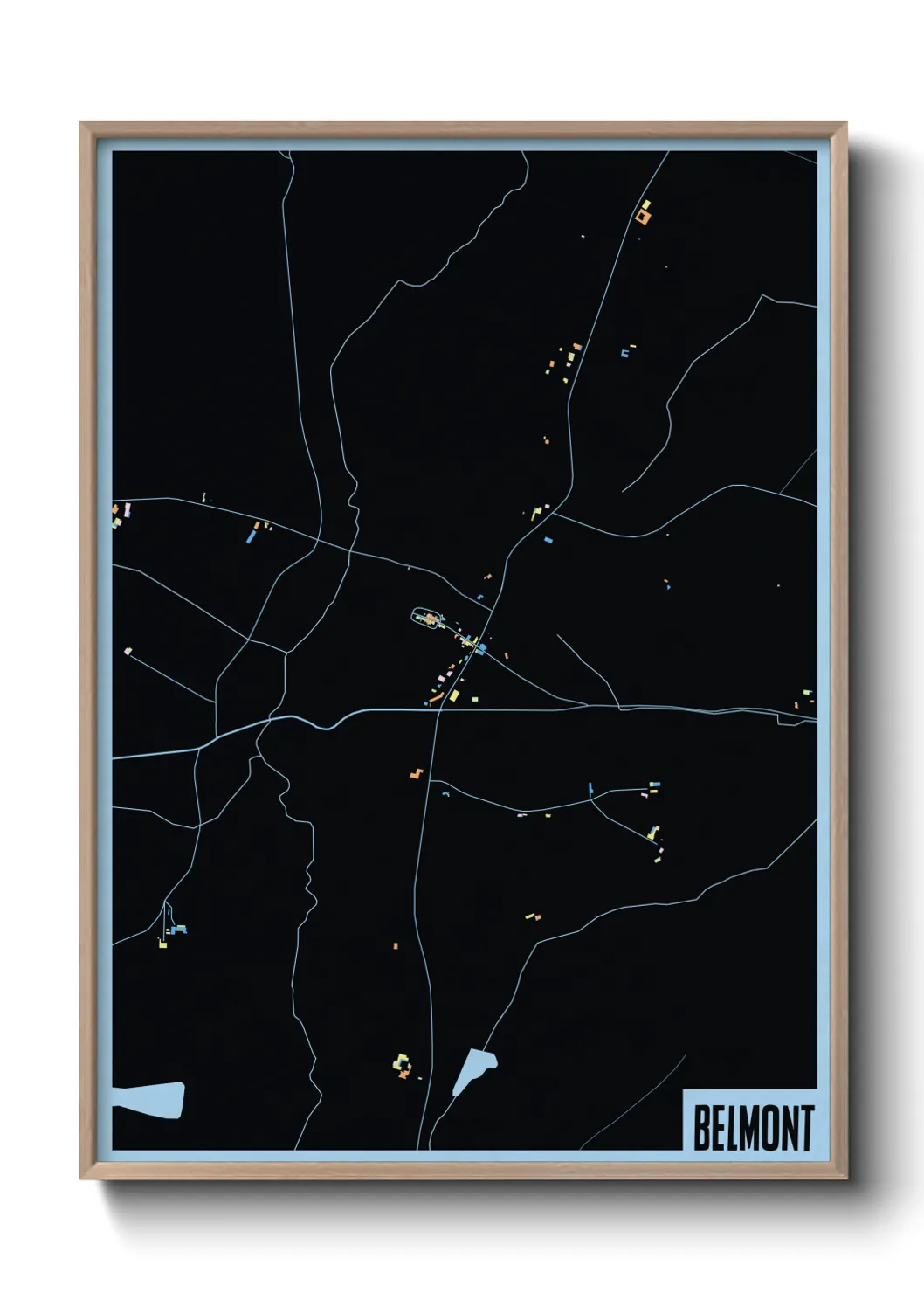 Une affiche de carte sur Belmont