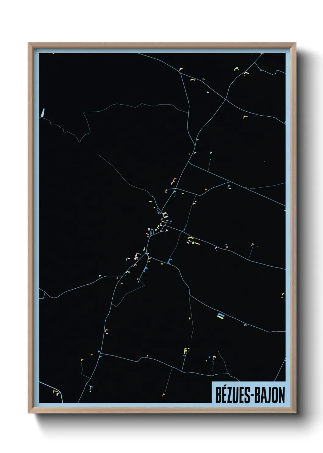 Une affiche de carte sur Bézues-Bajon