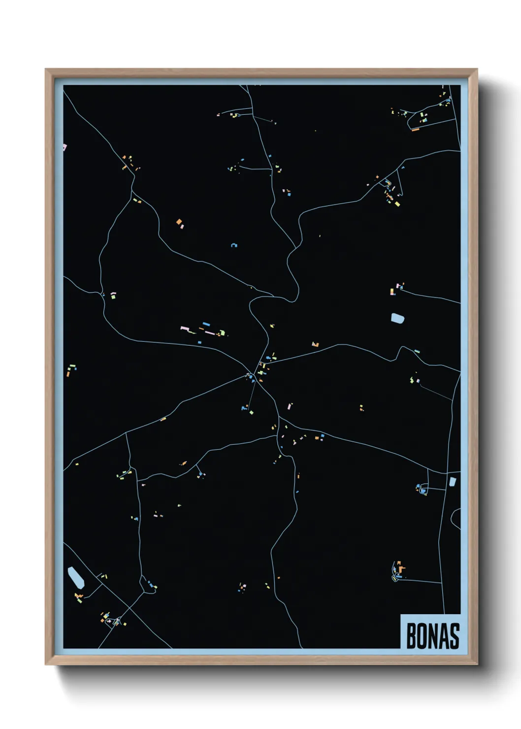 Une affiche de carte sur Bonas