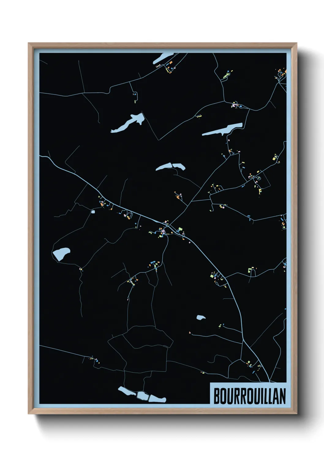 Une affiche de carte sur Bourrouillan