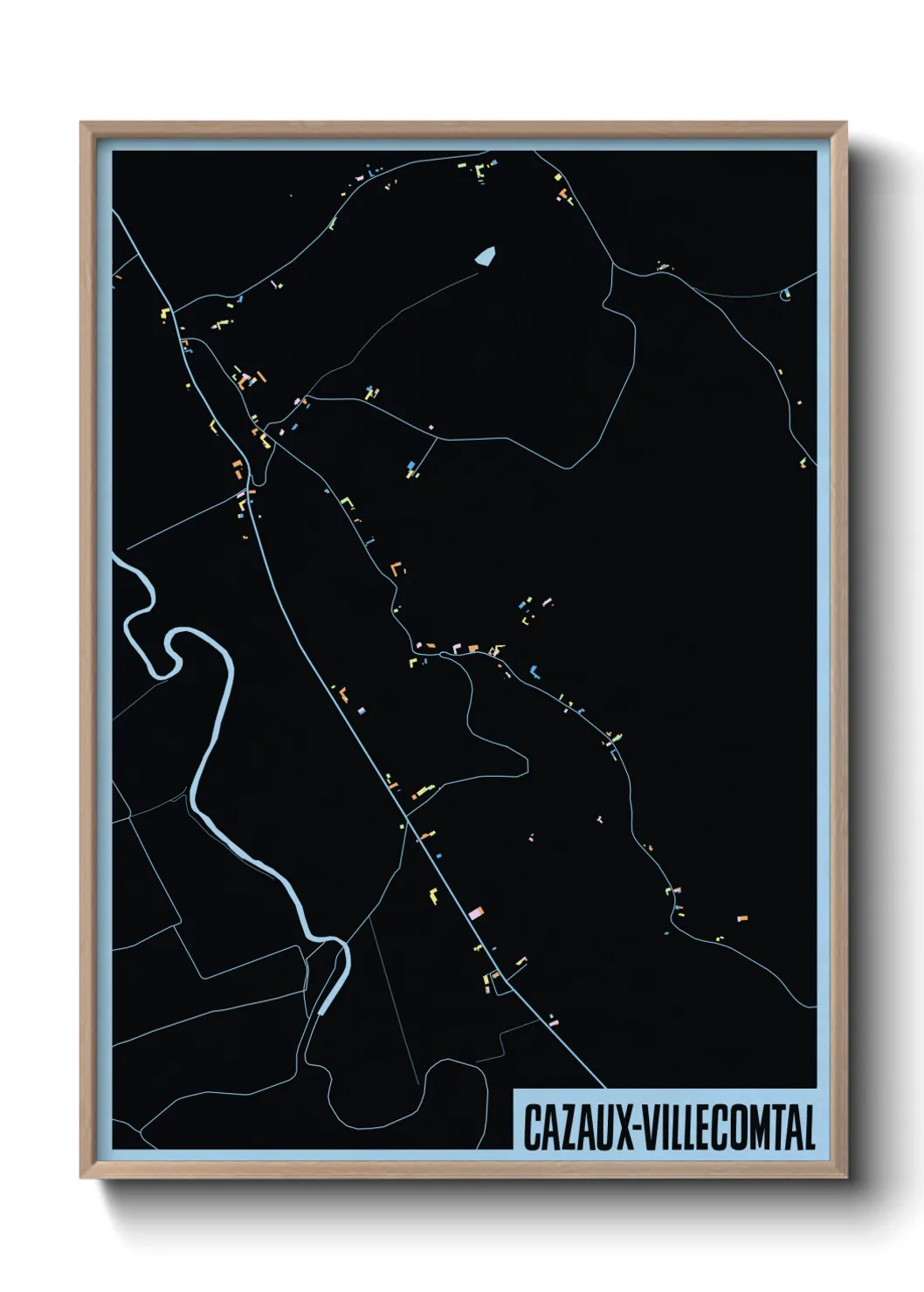 Une affiche de carte sur Cazaux-Villecomtal