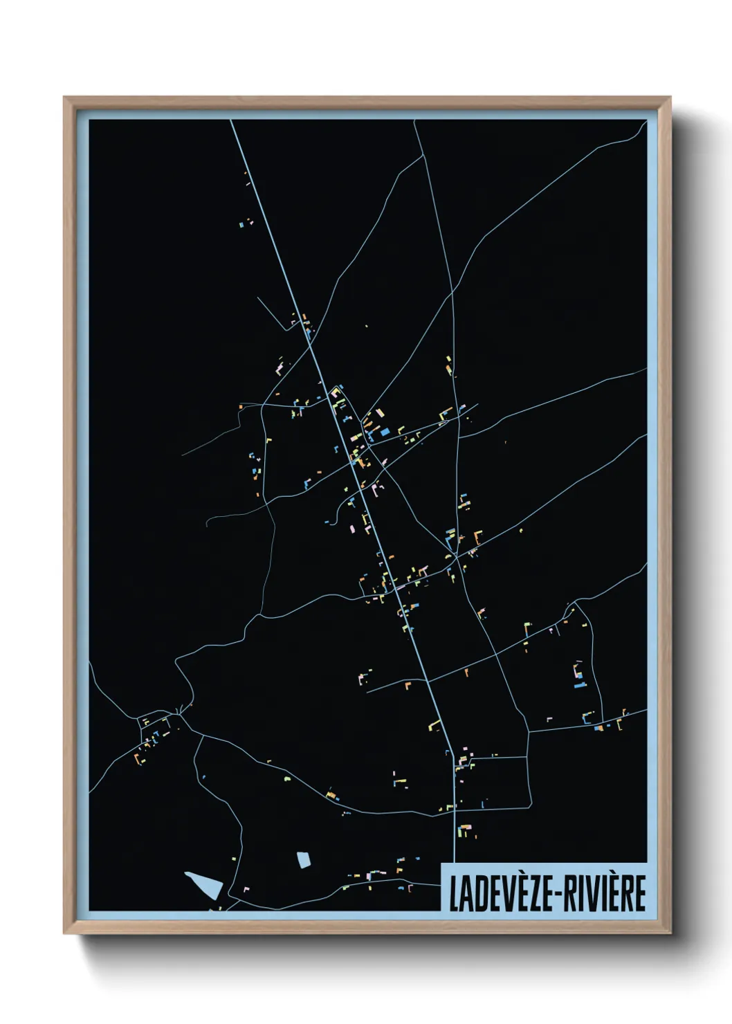 Une affiche de carte sur Ladevèze-Rivière