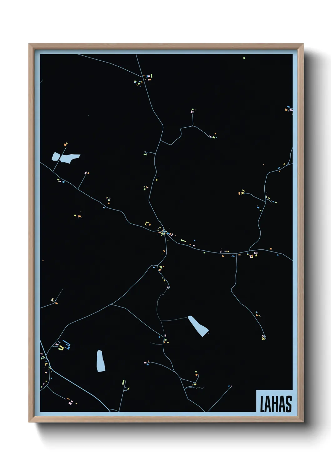 Une affiche de carte sur Lahas