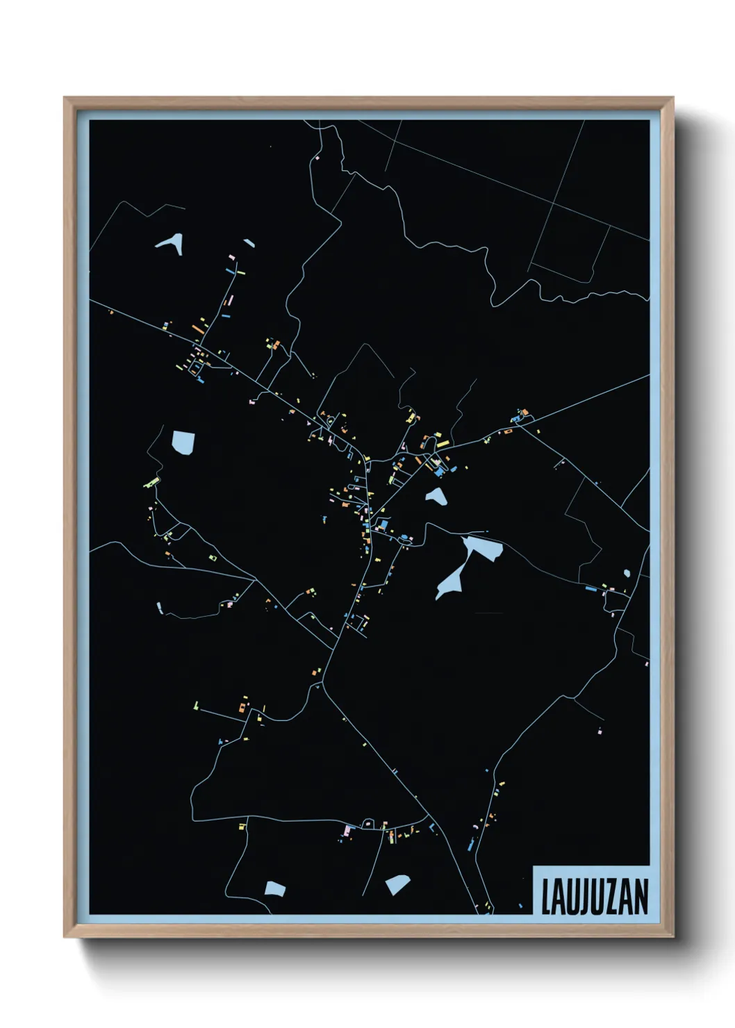 Une affiche de carte sur Laujuzan