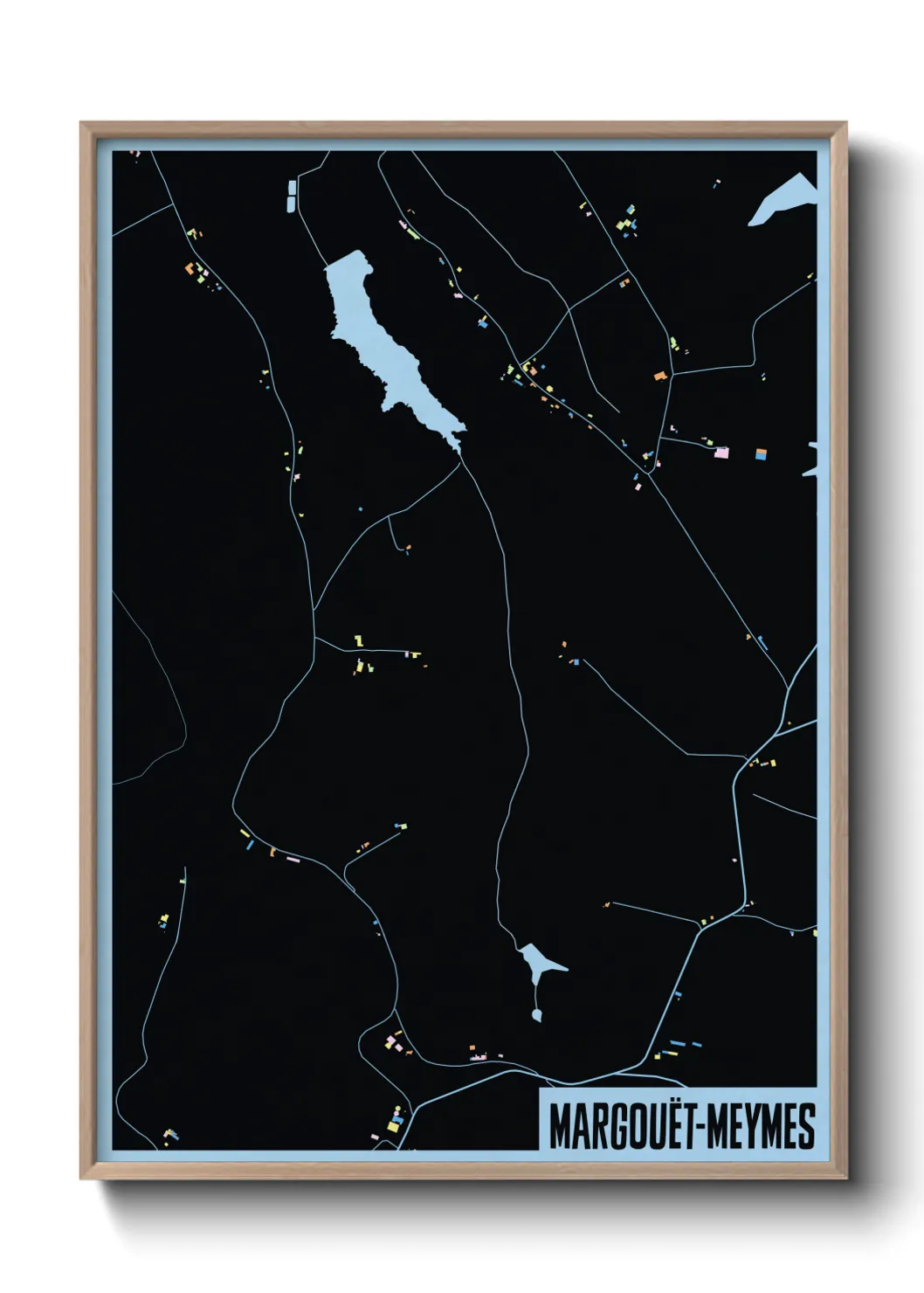 Une affiche de carte sur Margouët-Meymes