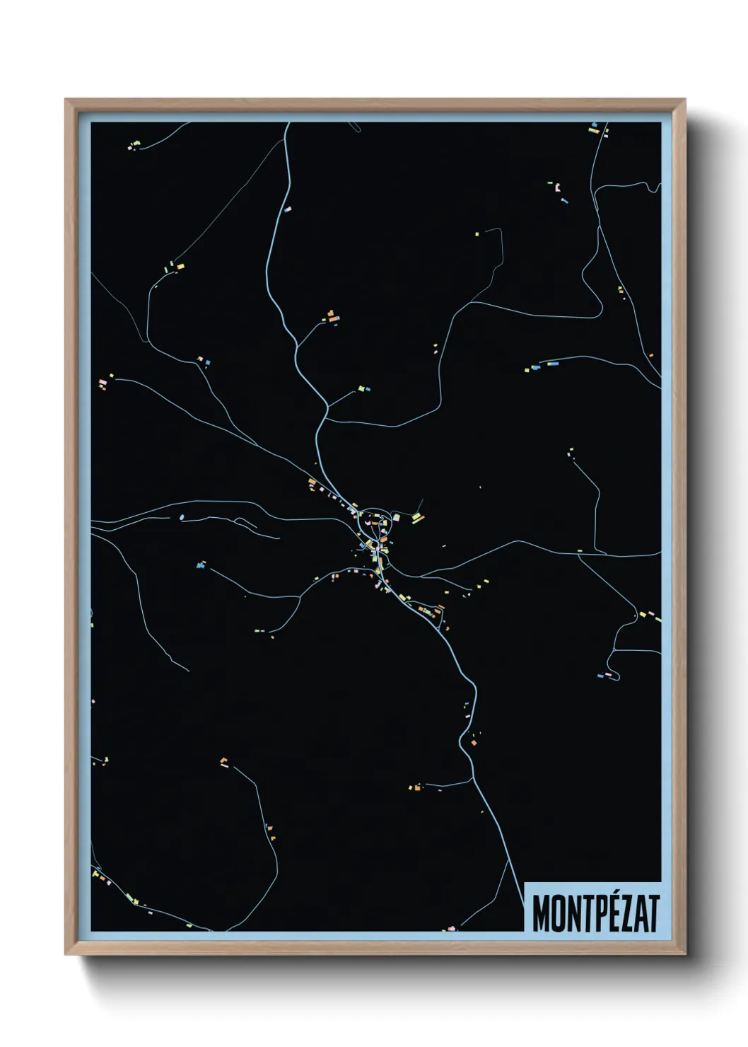 Une affiche de carte sur Montpézat