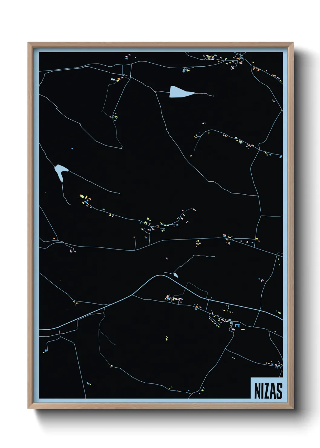 Une affiche de carte sur Nizas