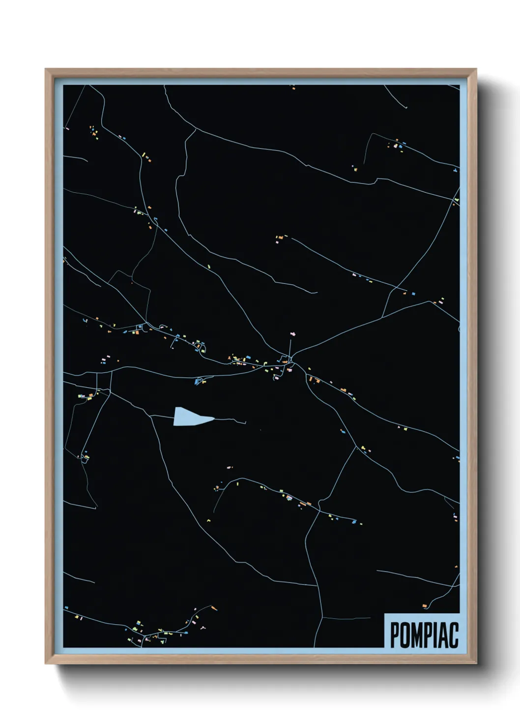 Une affiche de carte sur Pompiac