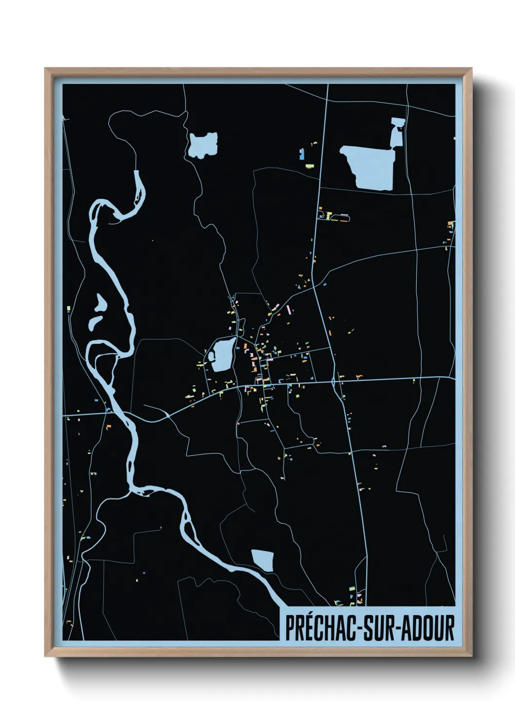 Une affiche de carte sur Préchac-sur-Adour