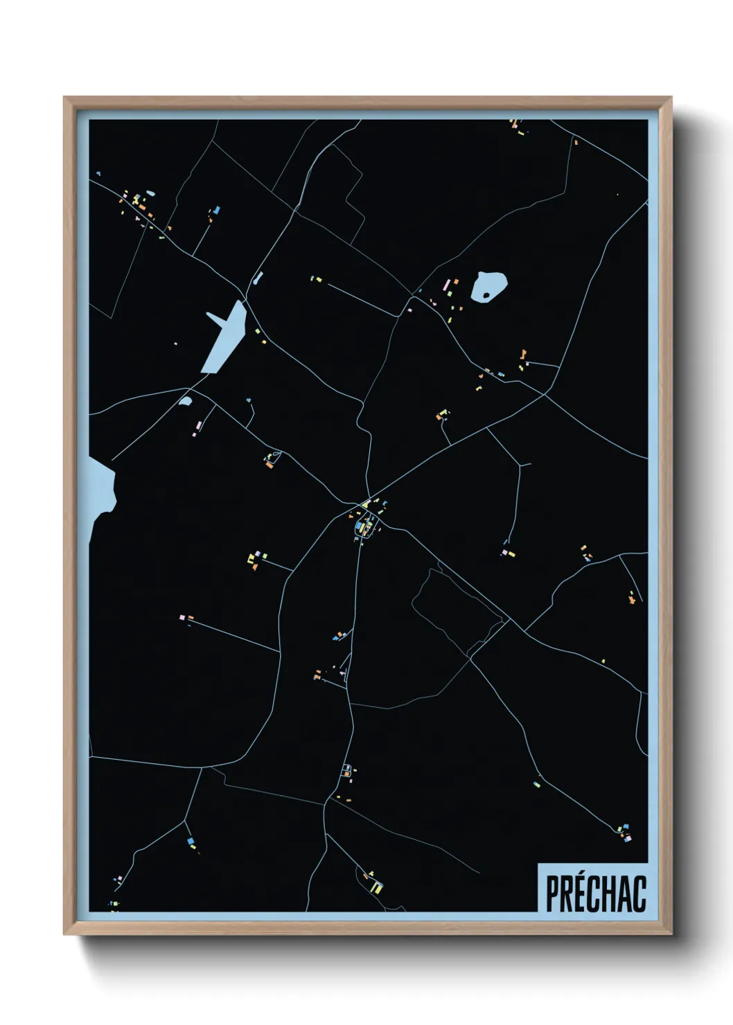 Une affiche de carte sur Préchac