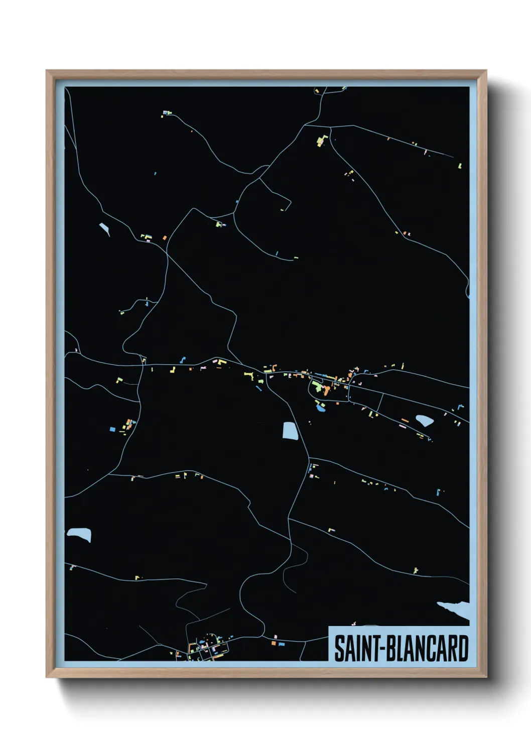 Une affiche de carte sur Saint-Blancard