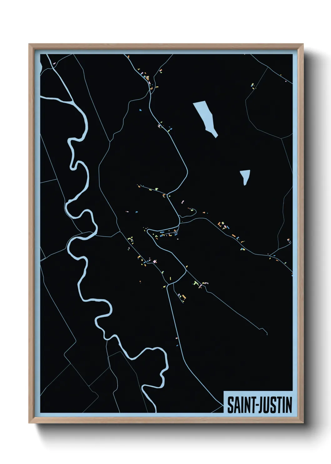 Une affiche de carte sur Saint-Justin
