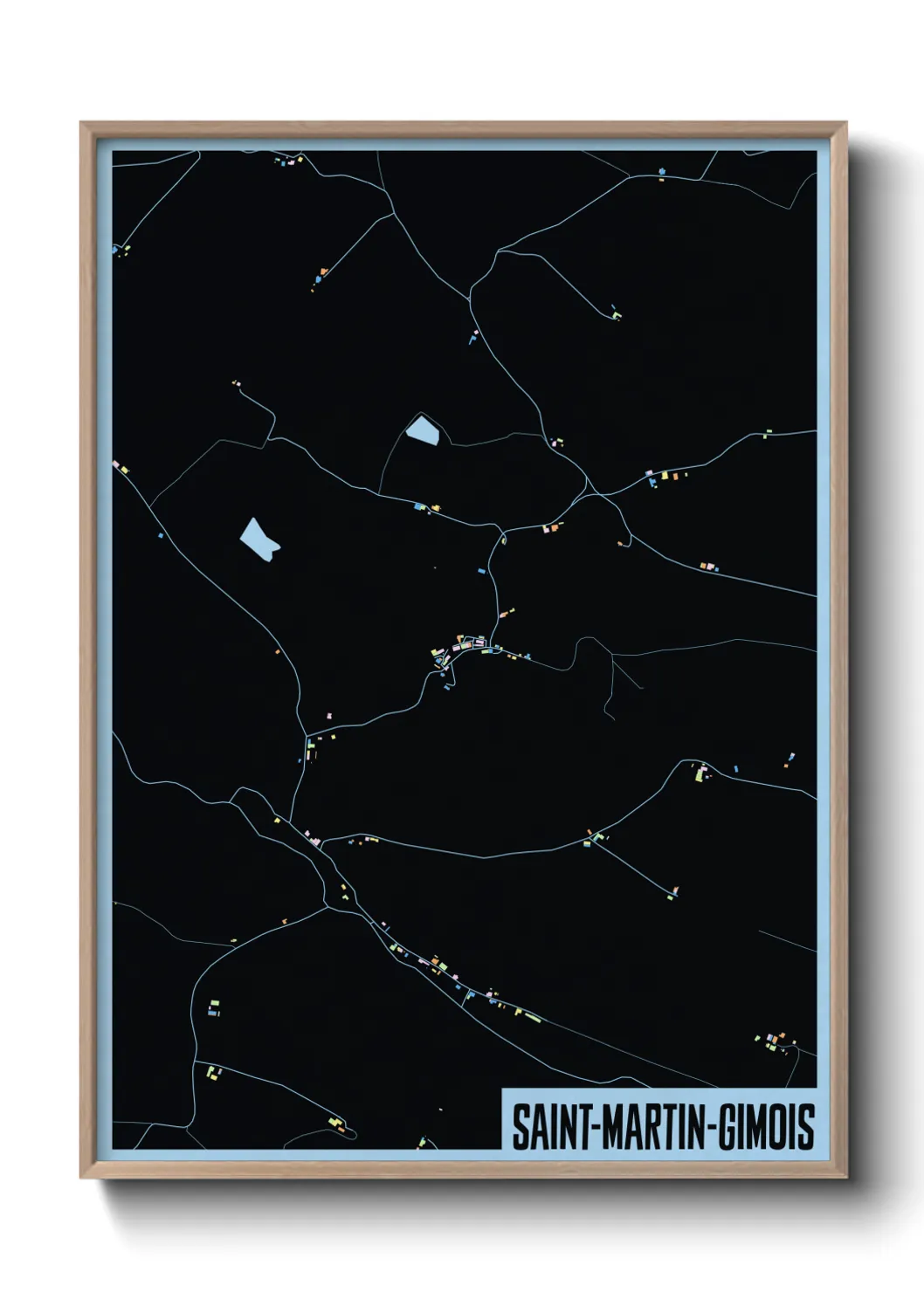 Une affiche de carte sur Saint-Martin-Gimois