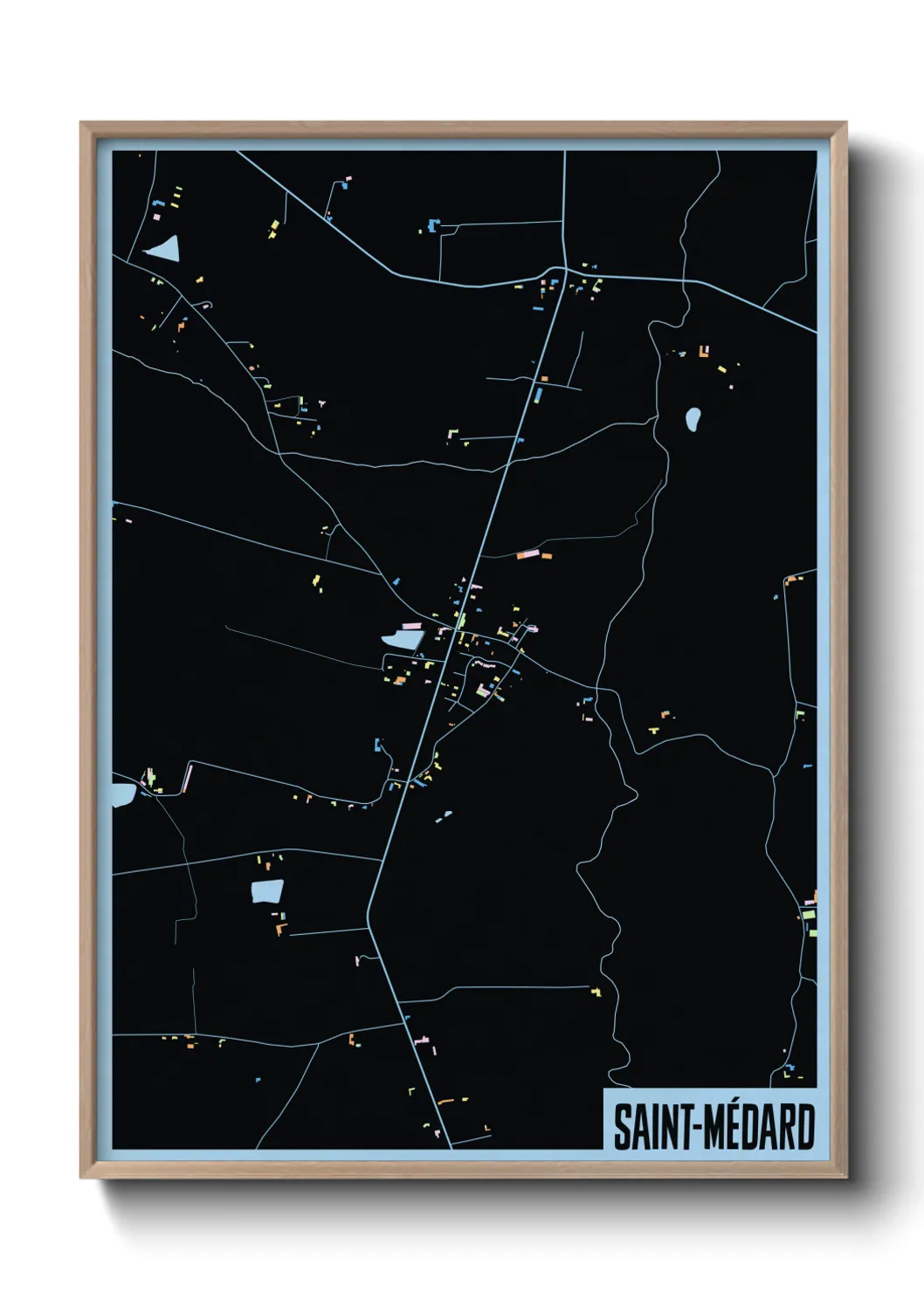 Une affiche de carte sur Saint-Médard