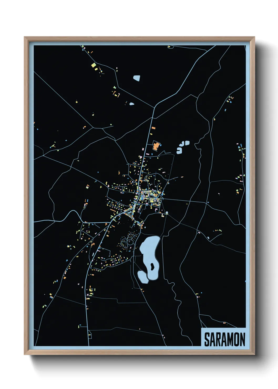 Une affiche de carte sur Saramon