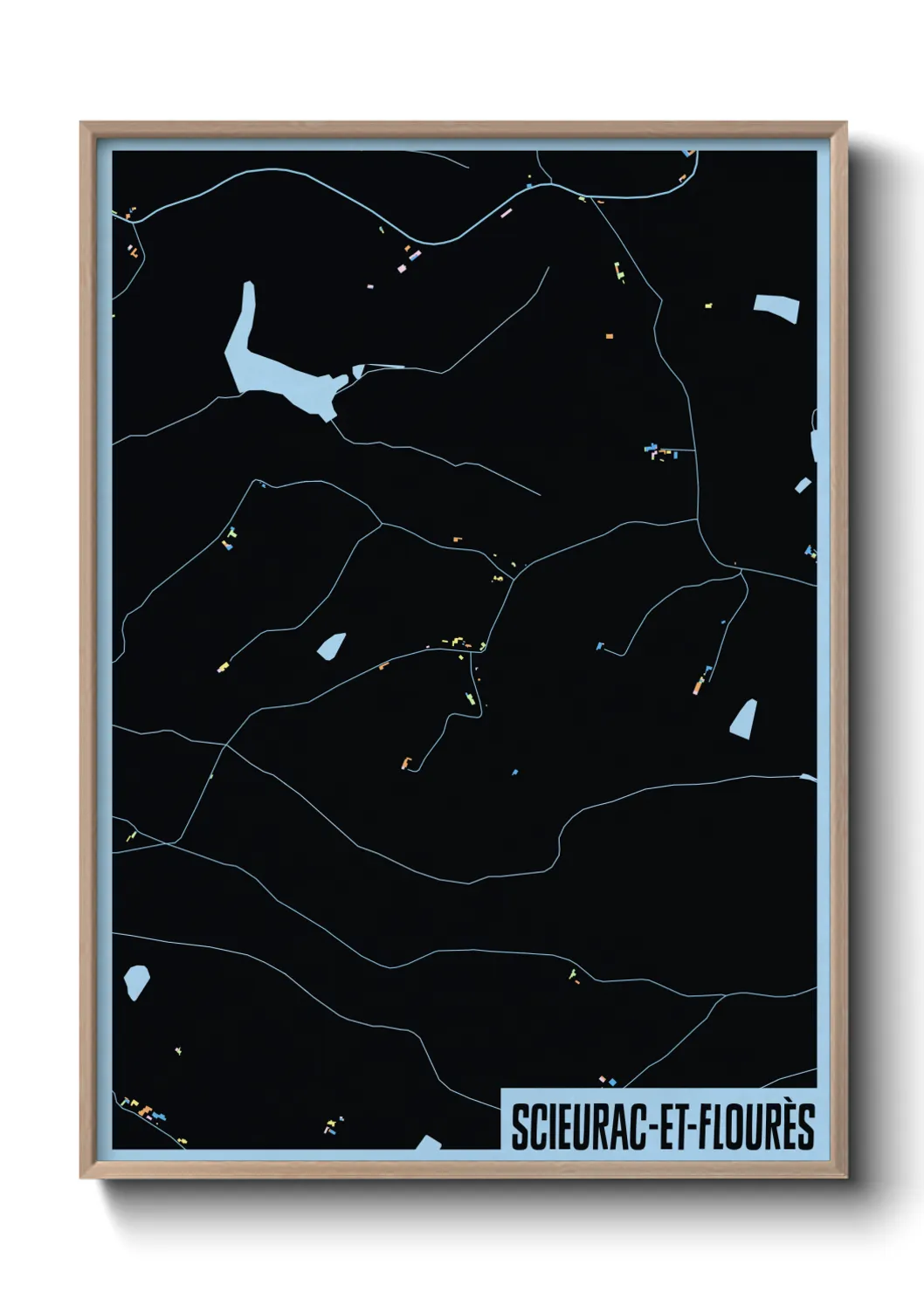 Une affiche de carte sur Scieurac-et-Flourès