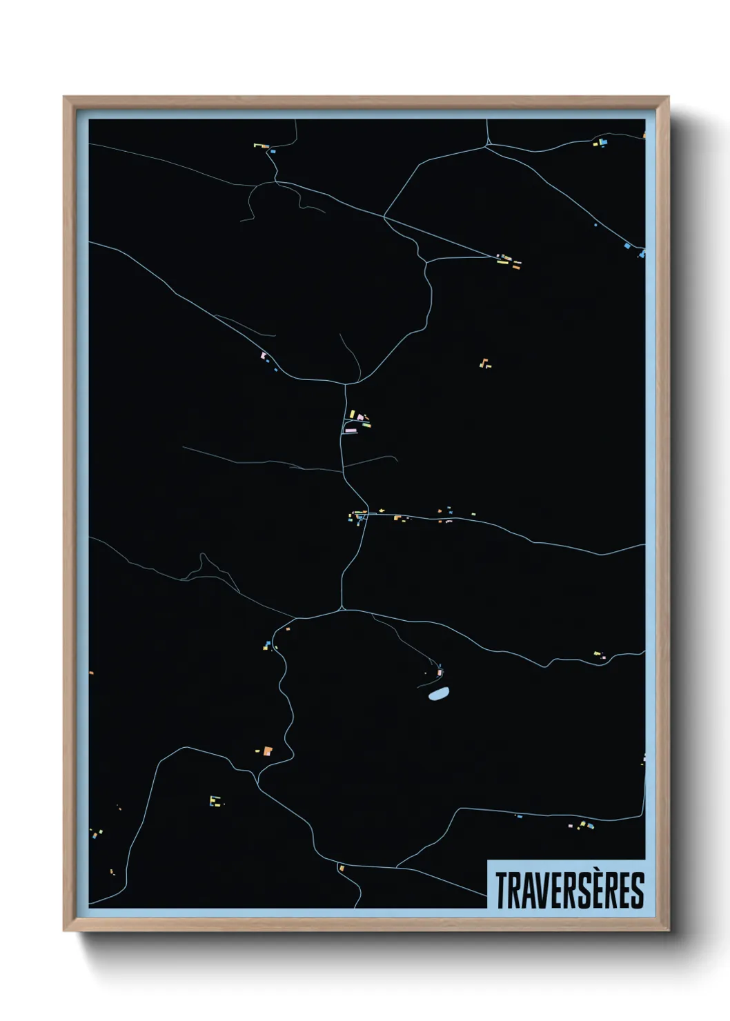 Une affiche de carte sur Traversères