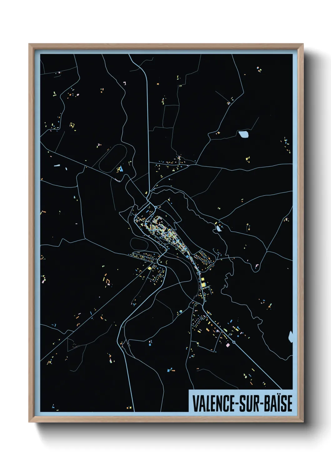 Une affiche de carte sur Valence-sur-Baïse