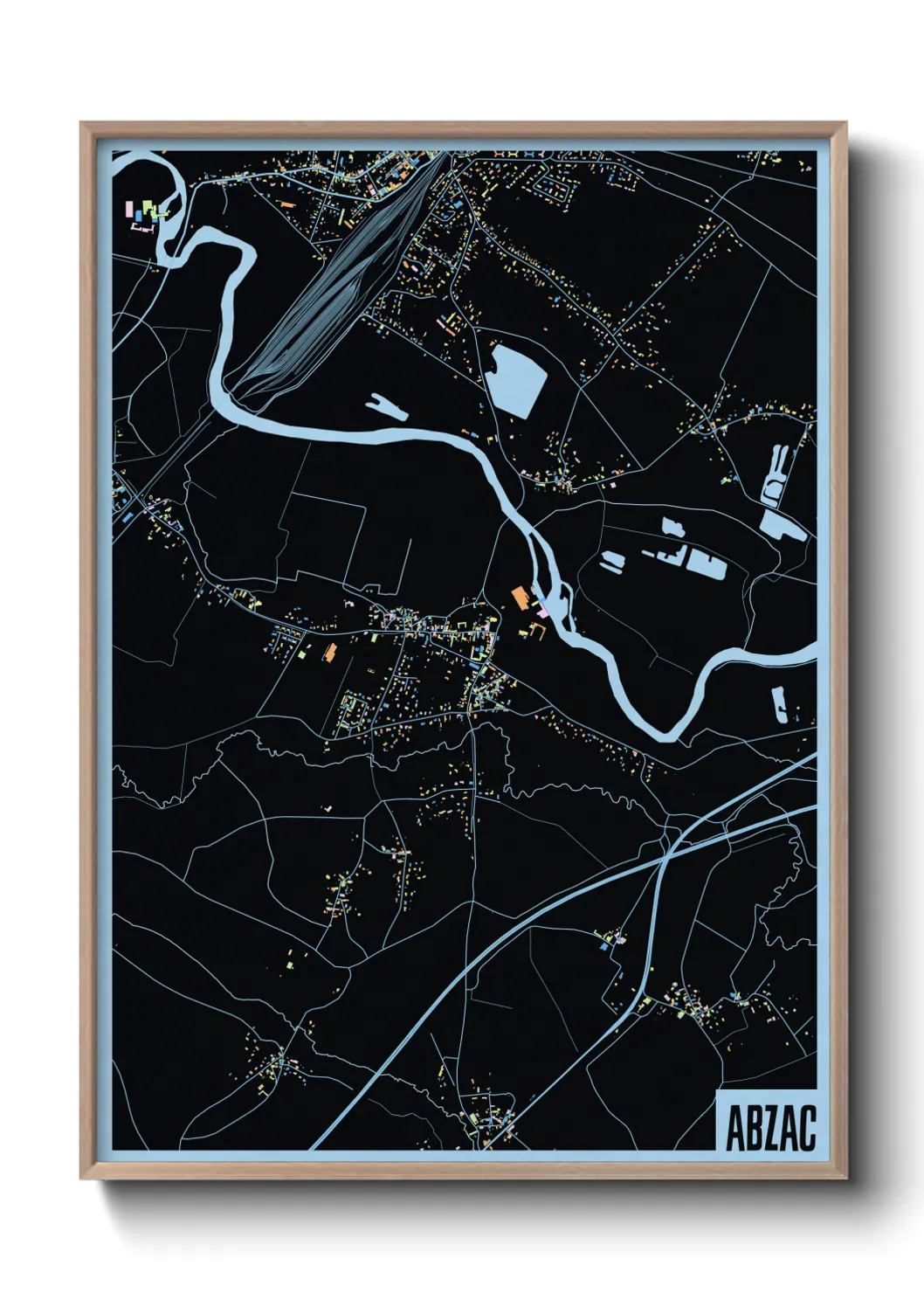 Une affiche de carte sur Abzac