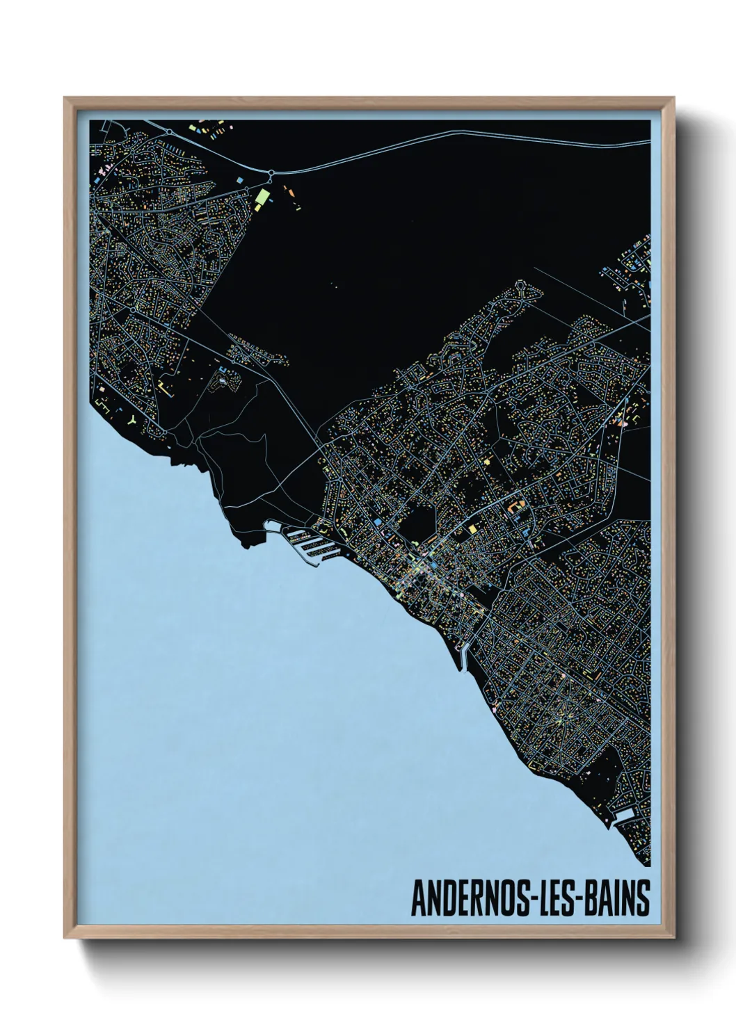 Une affiche de carte sur Andernos-les-Bains