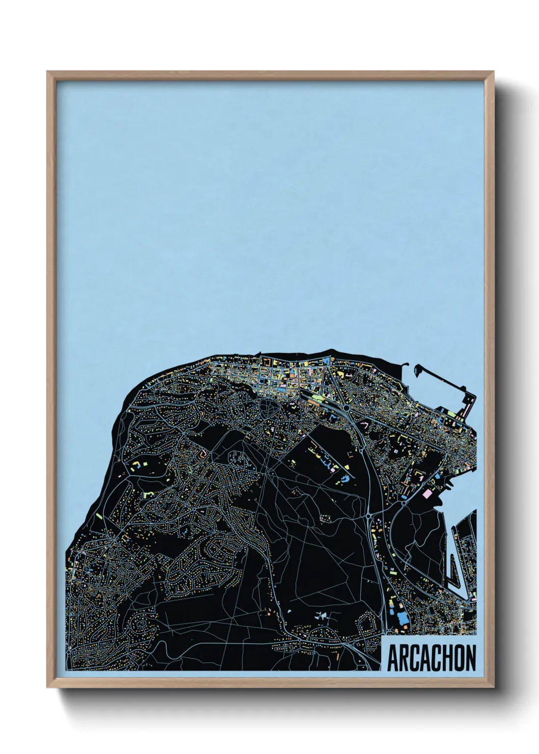Une affiche de carte sur Arcachon