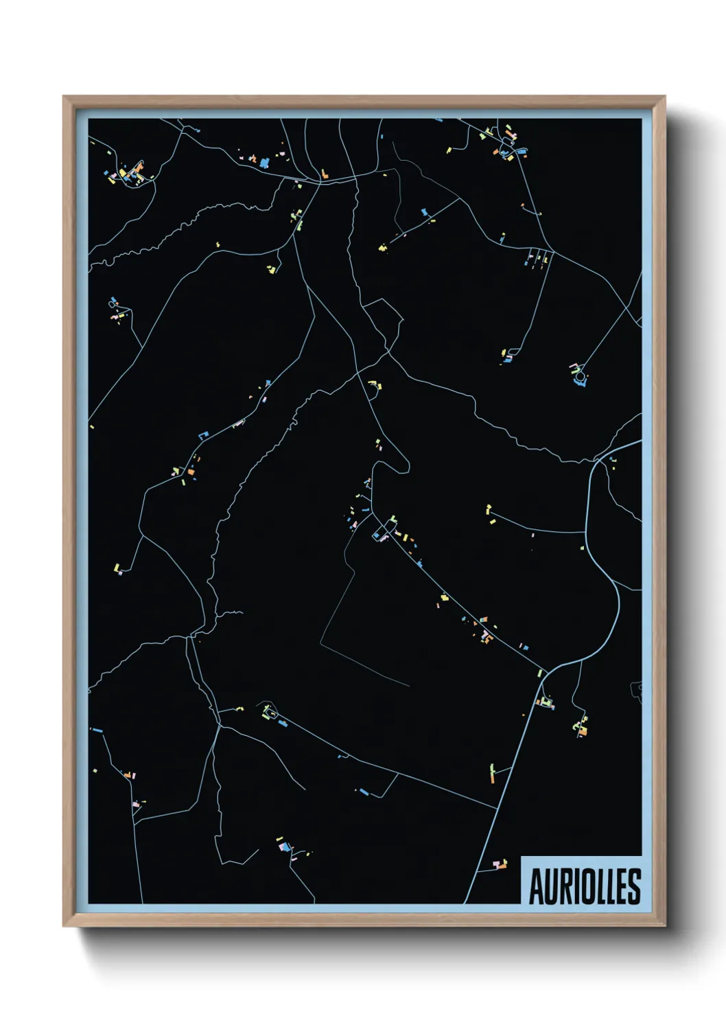 Une affiche de carte sur Auriolles