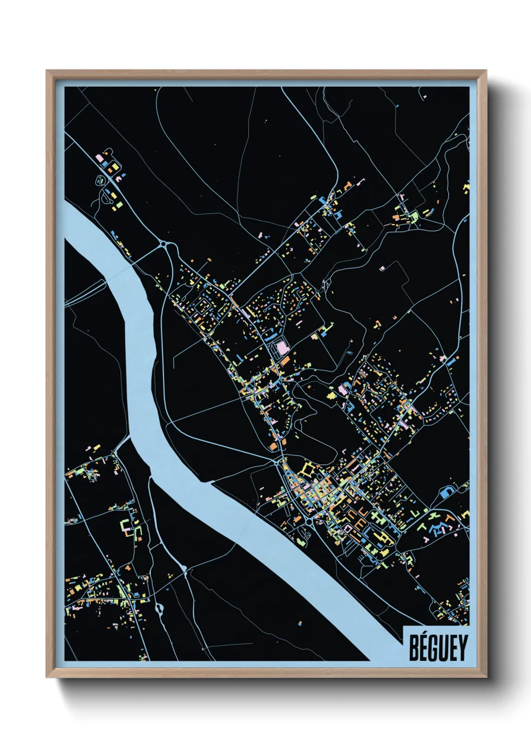 Une affiche de carte sur Béguey