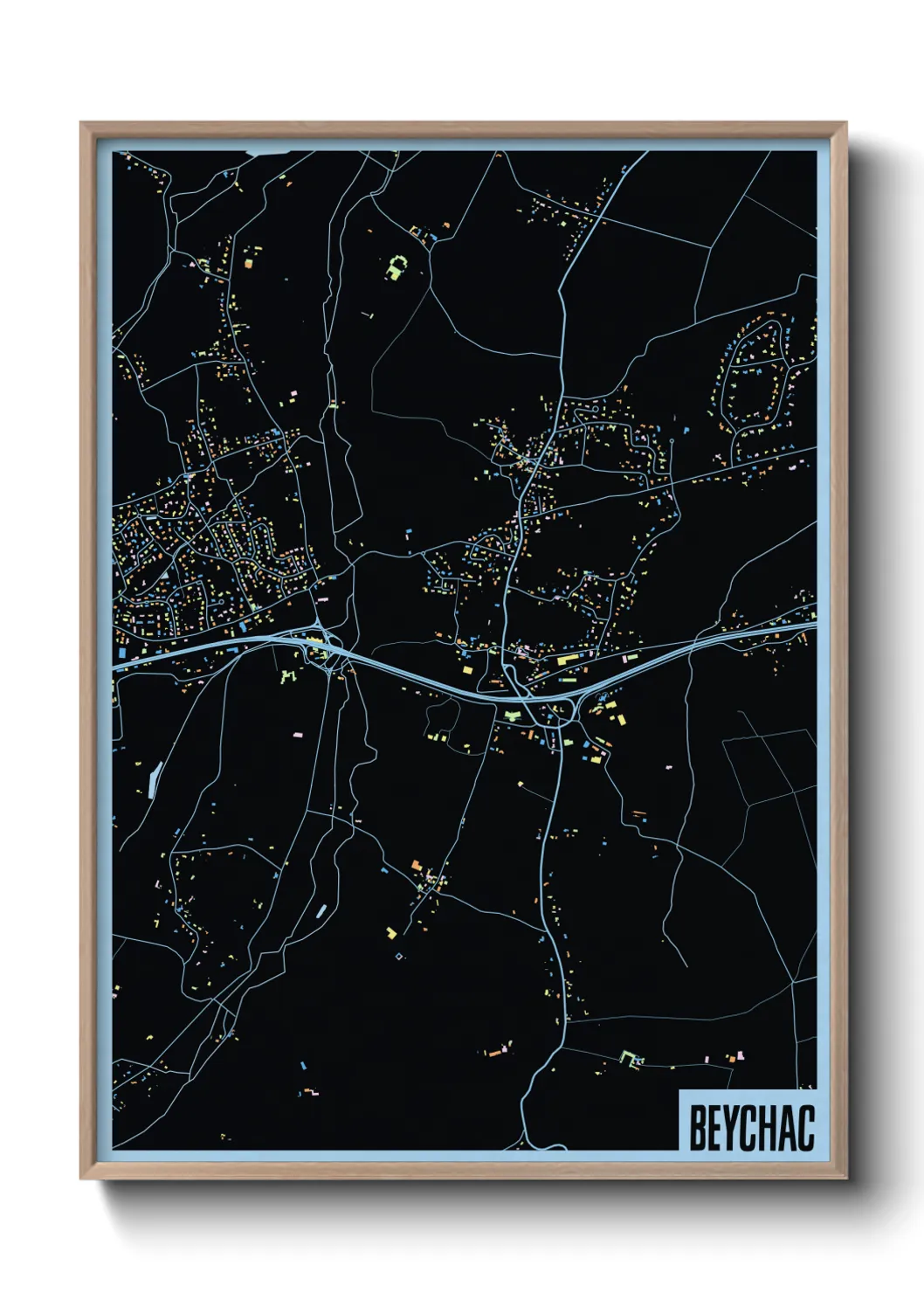 Une affiche de carte sur Beychac