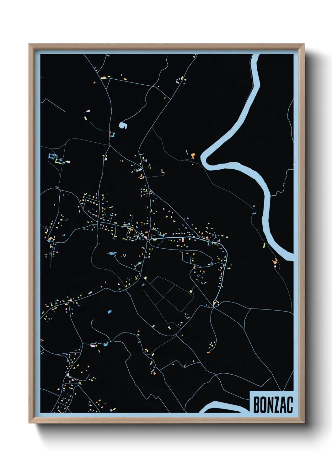 Une affiche de carte sur Bonzac