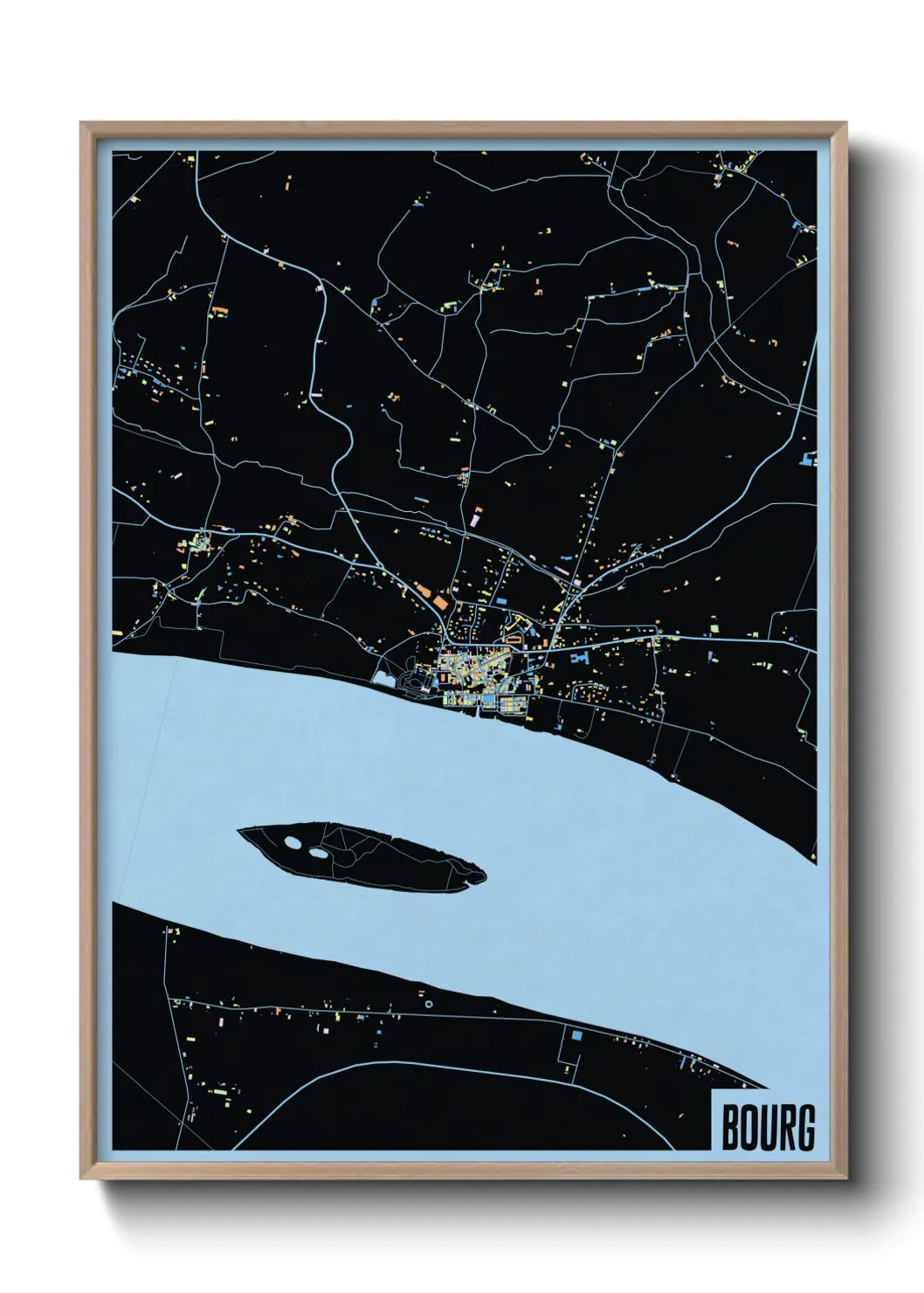 Une affiche de carte sur Bourg