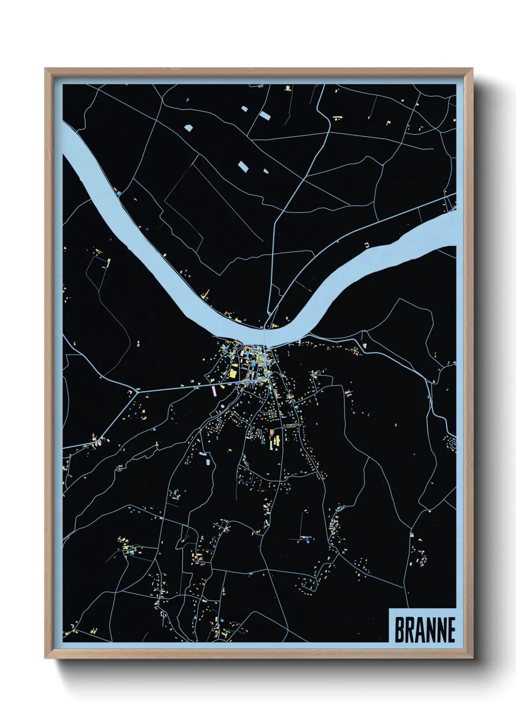 Une affiche de carte sur Branne