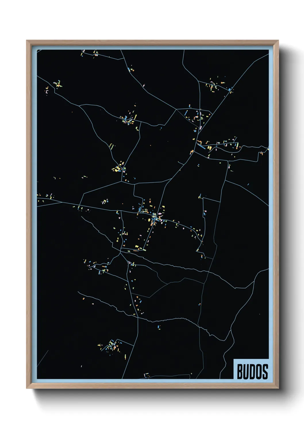 Une affiche de carte sur Budos