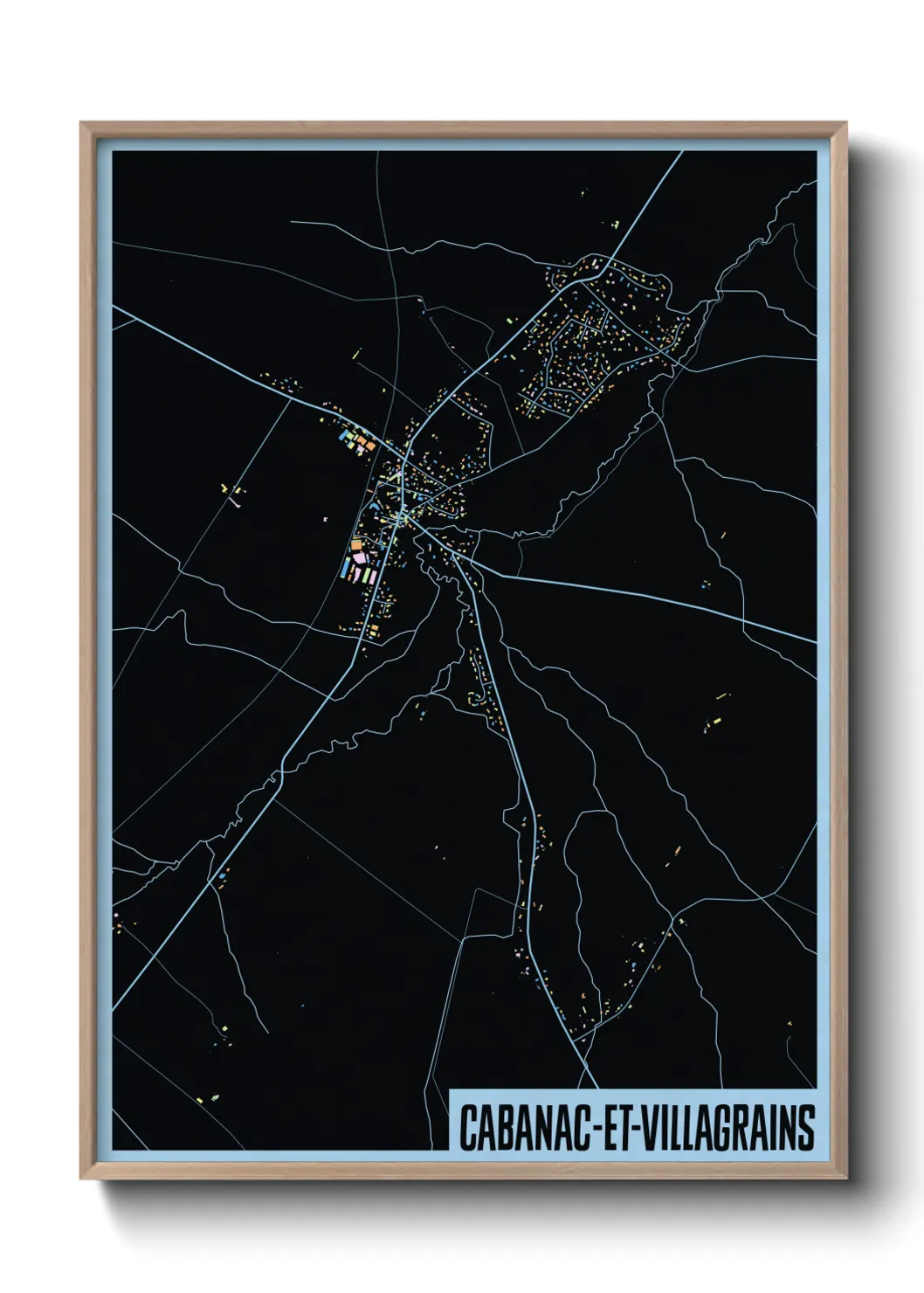 Une affiche de carte sur Cabanac-et-Villagrains