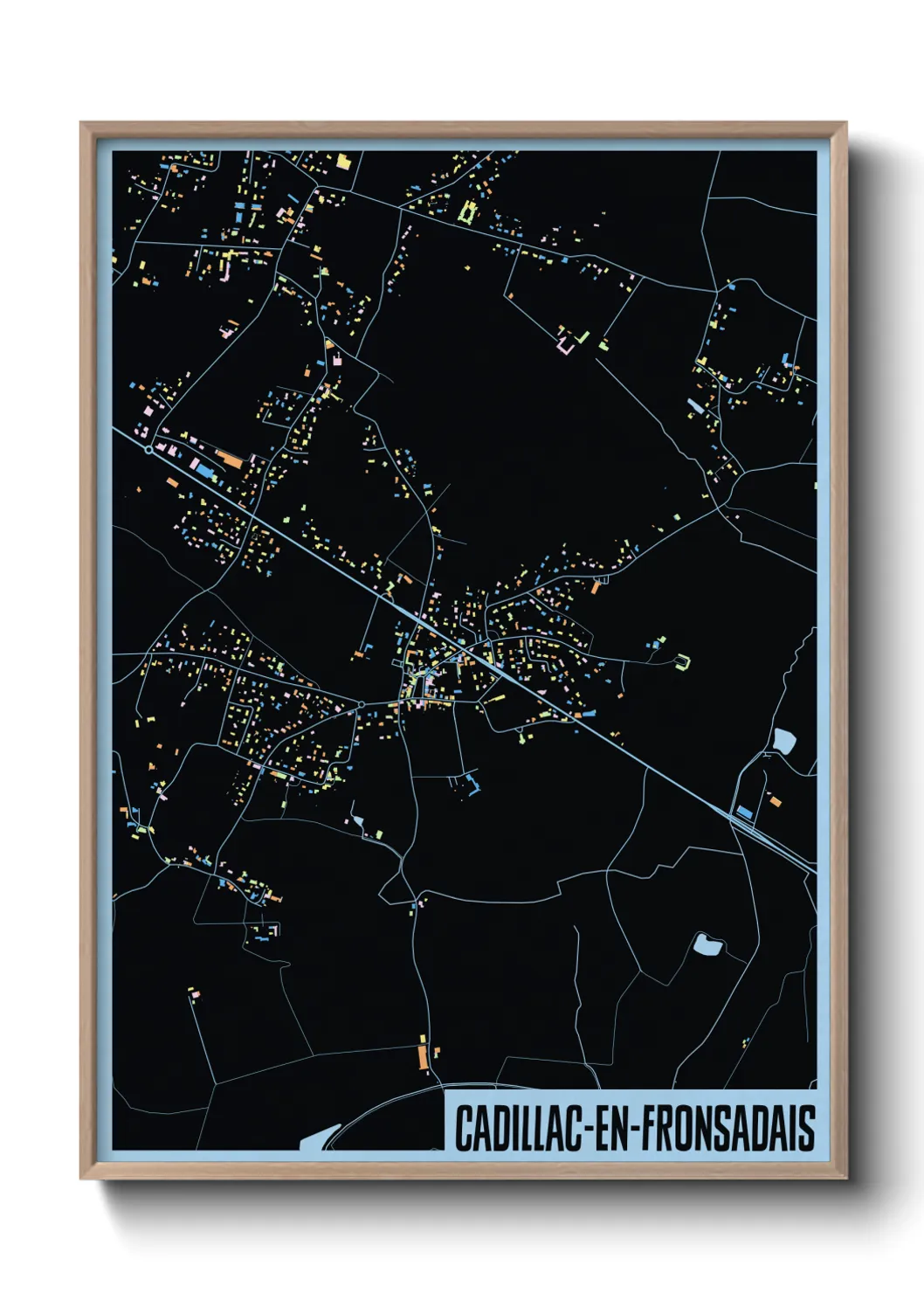 Une affiche de carte sur Cadillac-en-Fronsadais