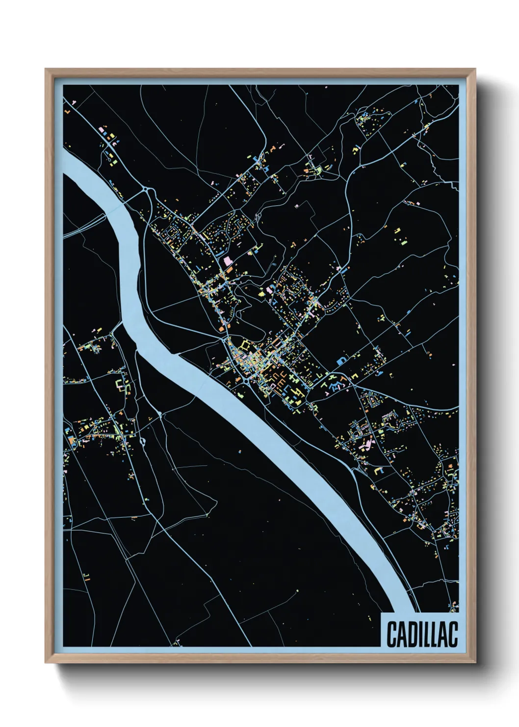 Une affiche de carte sur Cadillac
