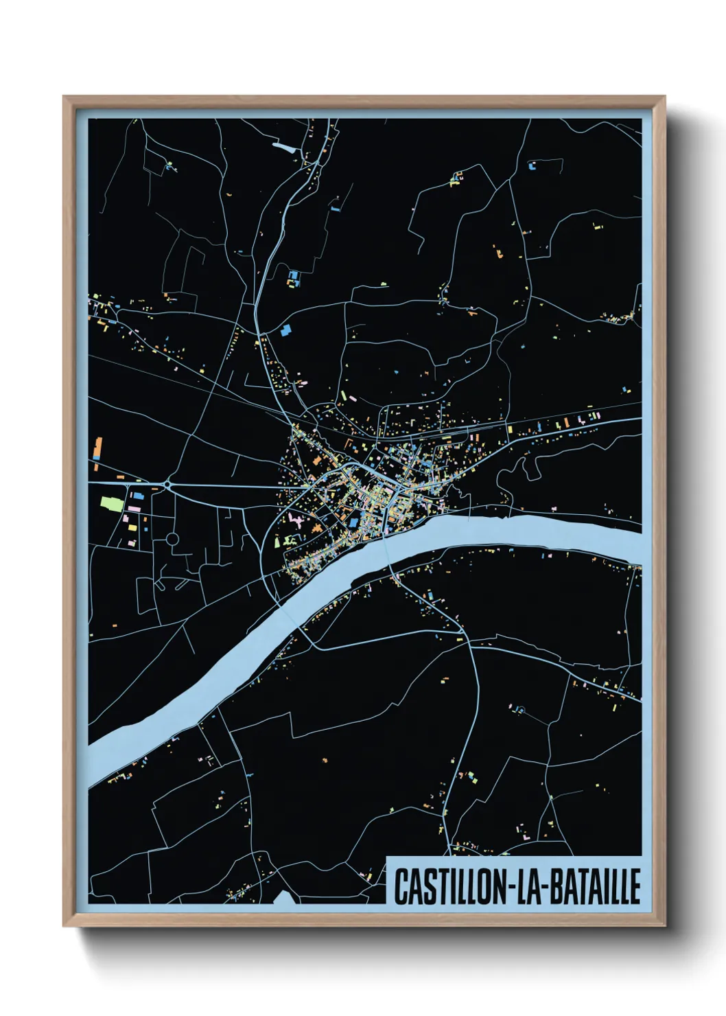 Une affiche de carte sur Castillon-la-Bataille