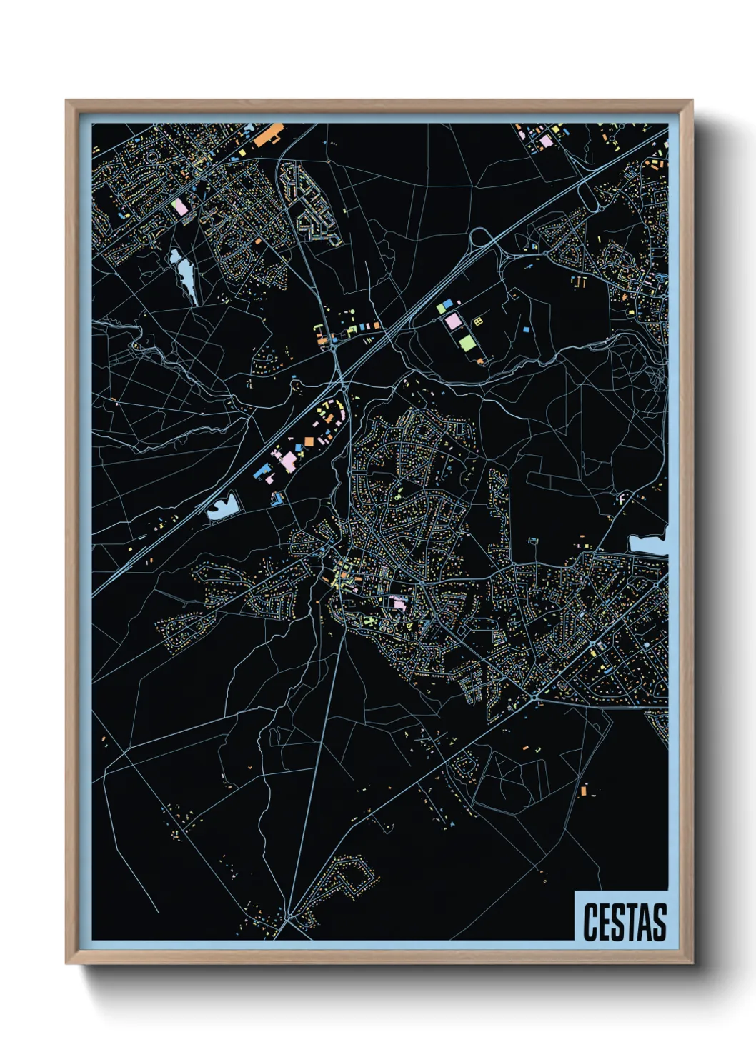 Une affiche de carte sur Cestas