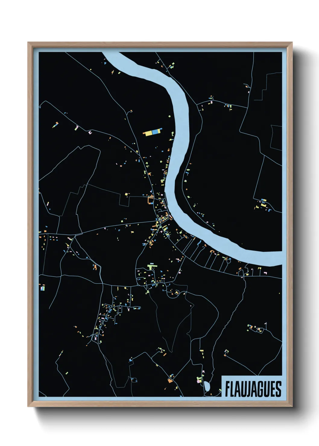 Une affiche de carte sur Flaujagues