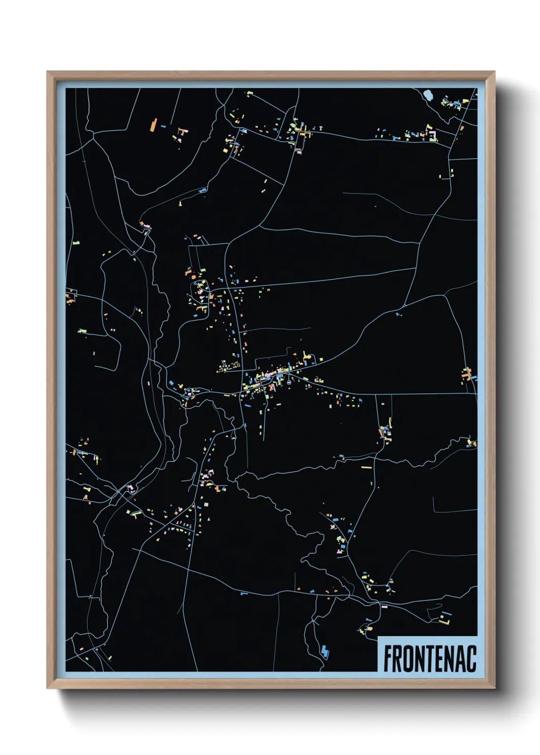 Une affiche de carte sur Frontenac