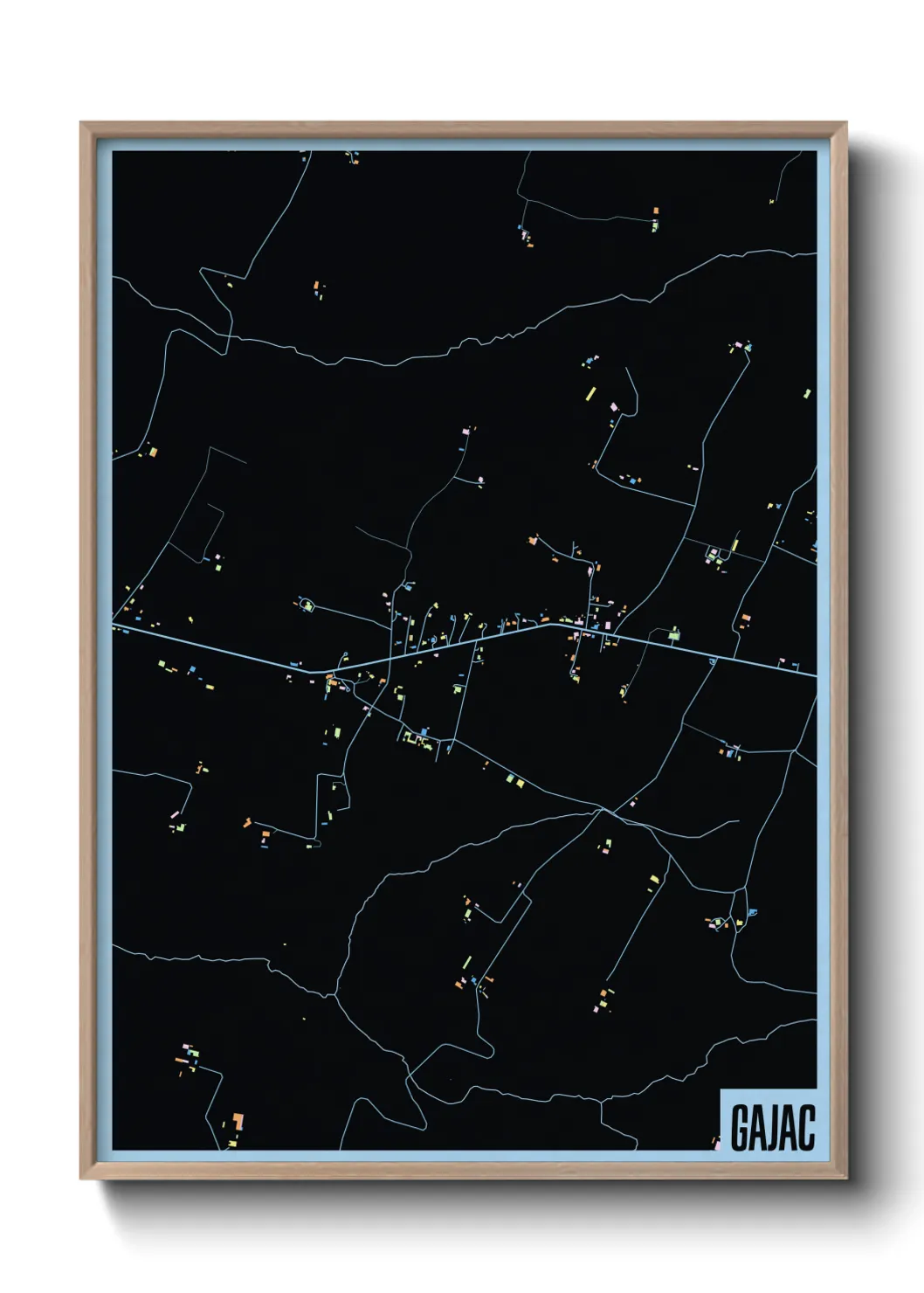 Une affiche de carte sur Gajac