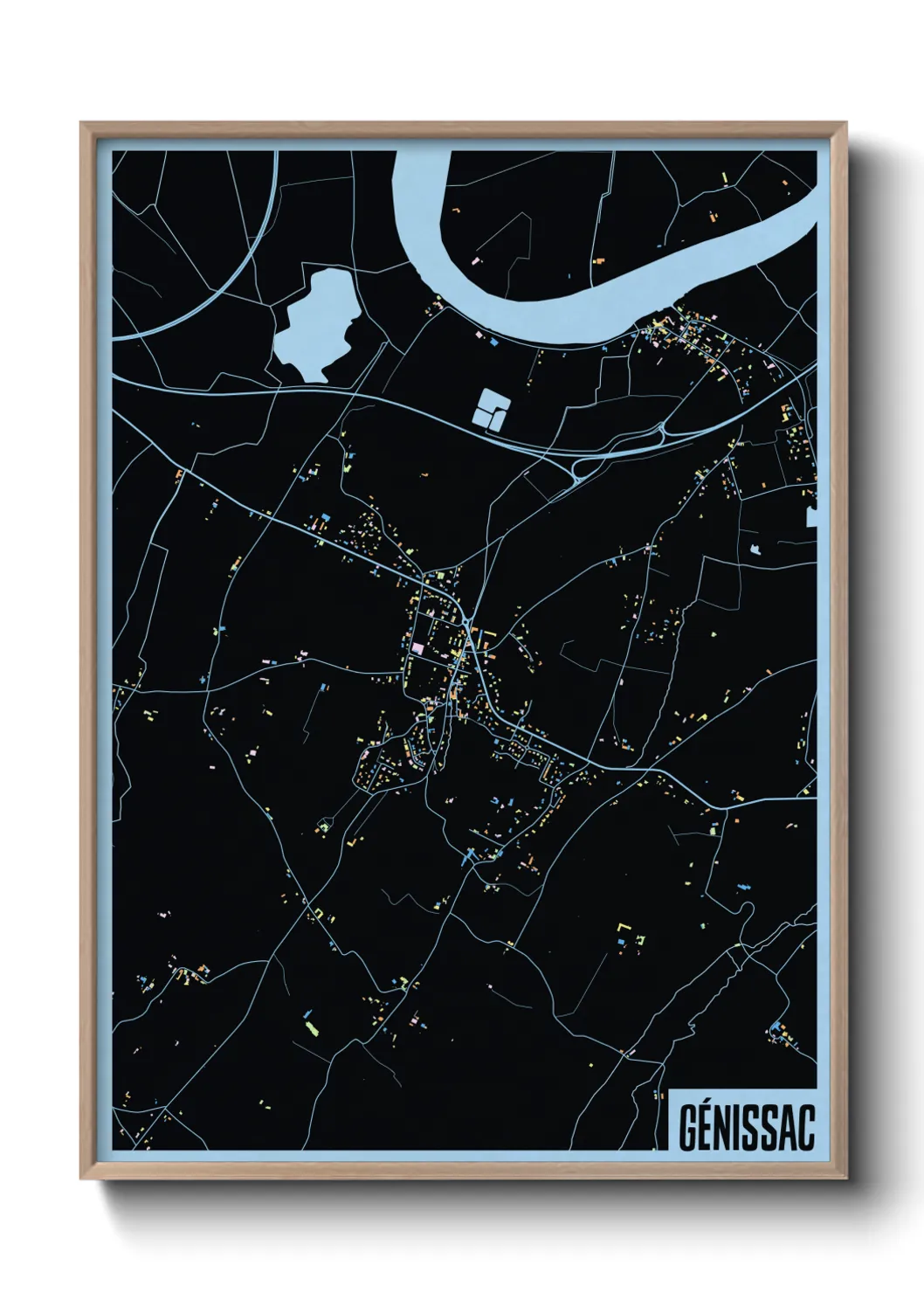 Une affiche de carte sur Génissac