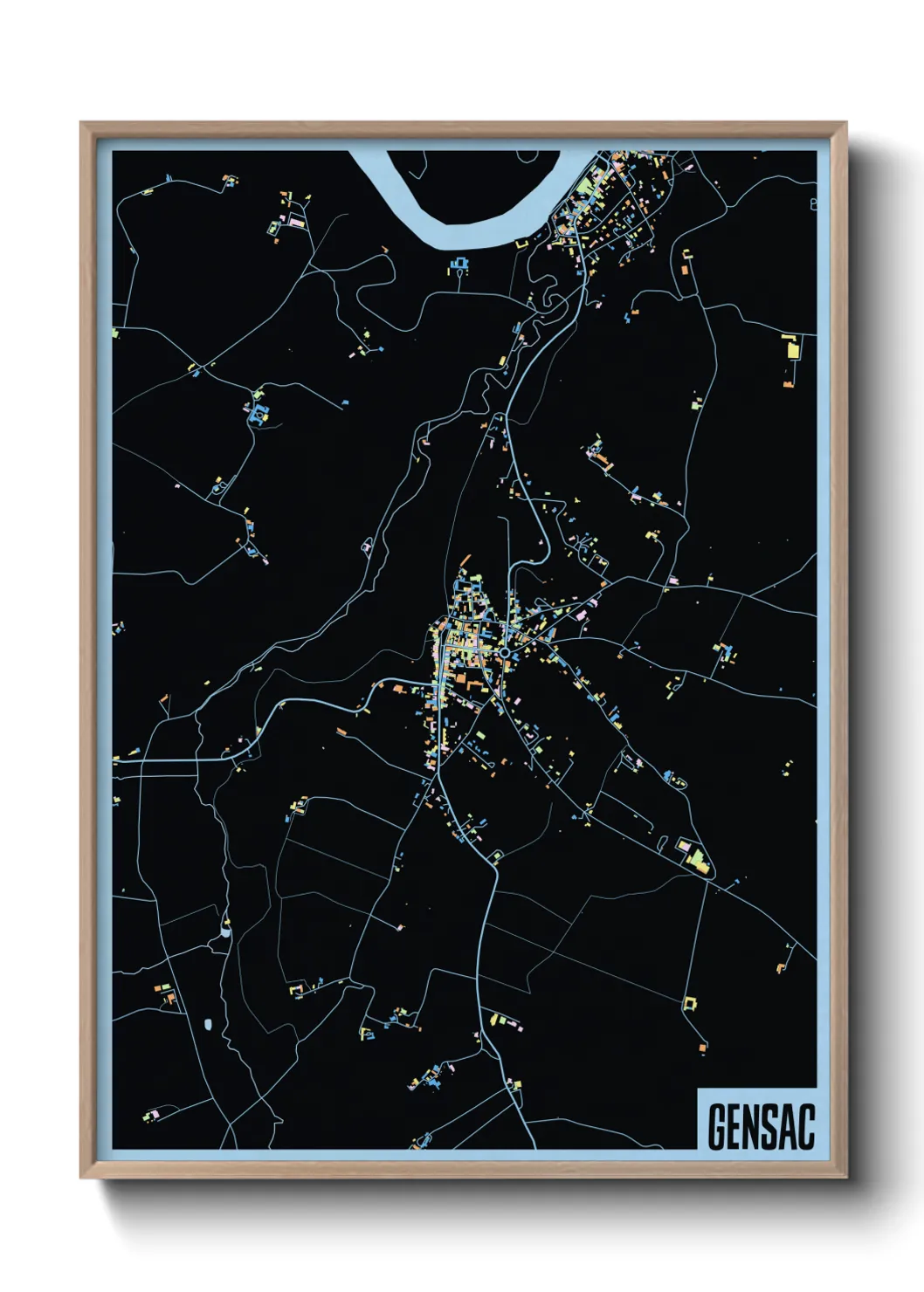 Une affiche de carte sur Gensac